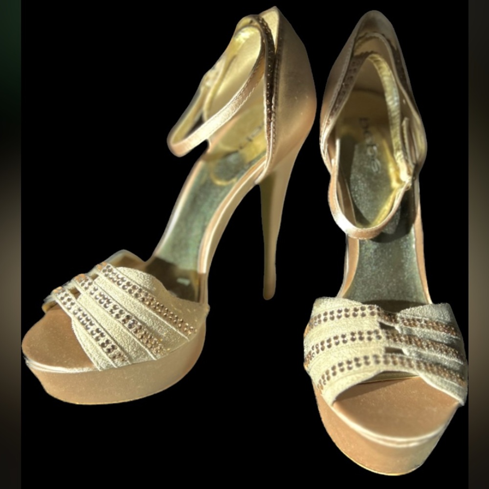 BEBE Stiletto Champagne Pumps